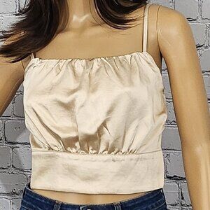 2/$30 Lulus Champagne Satin Crop Top Size M